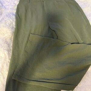 Olive Green Wide-Leg Pants